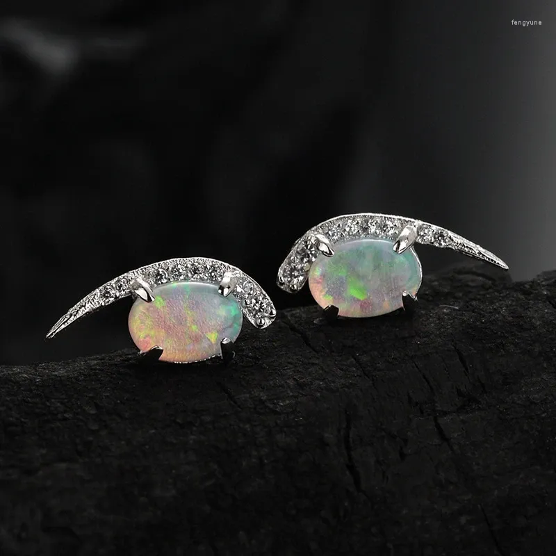 Bolzenohrringe 925 Sterling Silber einzigartiges Design Buntes Opal für Mädchen exquisite glänzende zirkone geometrische Schmuckzubehör