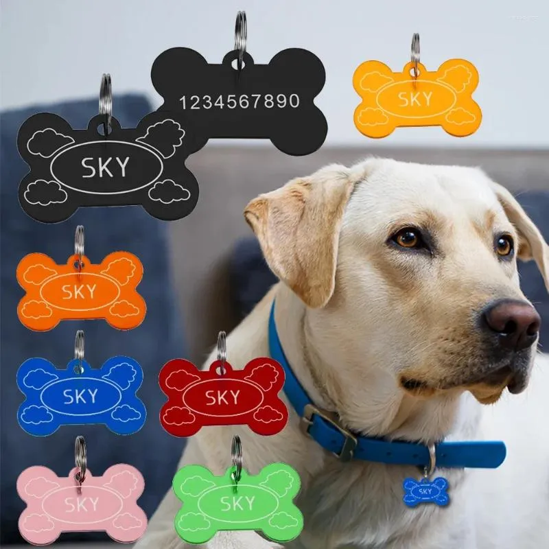 Etiqueta de perro colorido anti-perdida de identificación de hueso de identificación personalizada placa de identificación personalizada para perros suministros de cachorros grabados