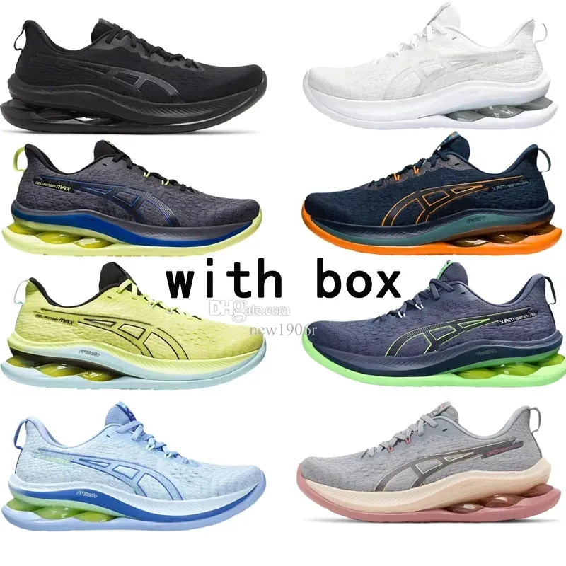 مع صندوق هلام Kinsei Max Black Running Shoes French Blue Bright Orange Glow أصفر شاحب Mint Moonrock Thunder Blue Electric Lime Light Woman Mens Mens