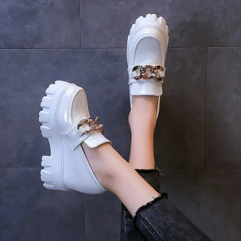 Sandaler Mary Janes Platform Chain Women Shoes 2022 Spring Summer Wedges Goth Party Sandaler Dress Designer Pumpar High Heels Women Shoesl2404