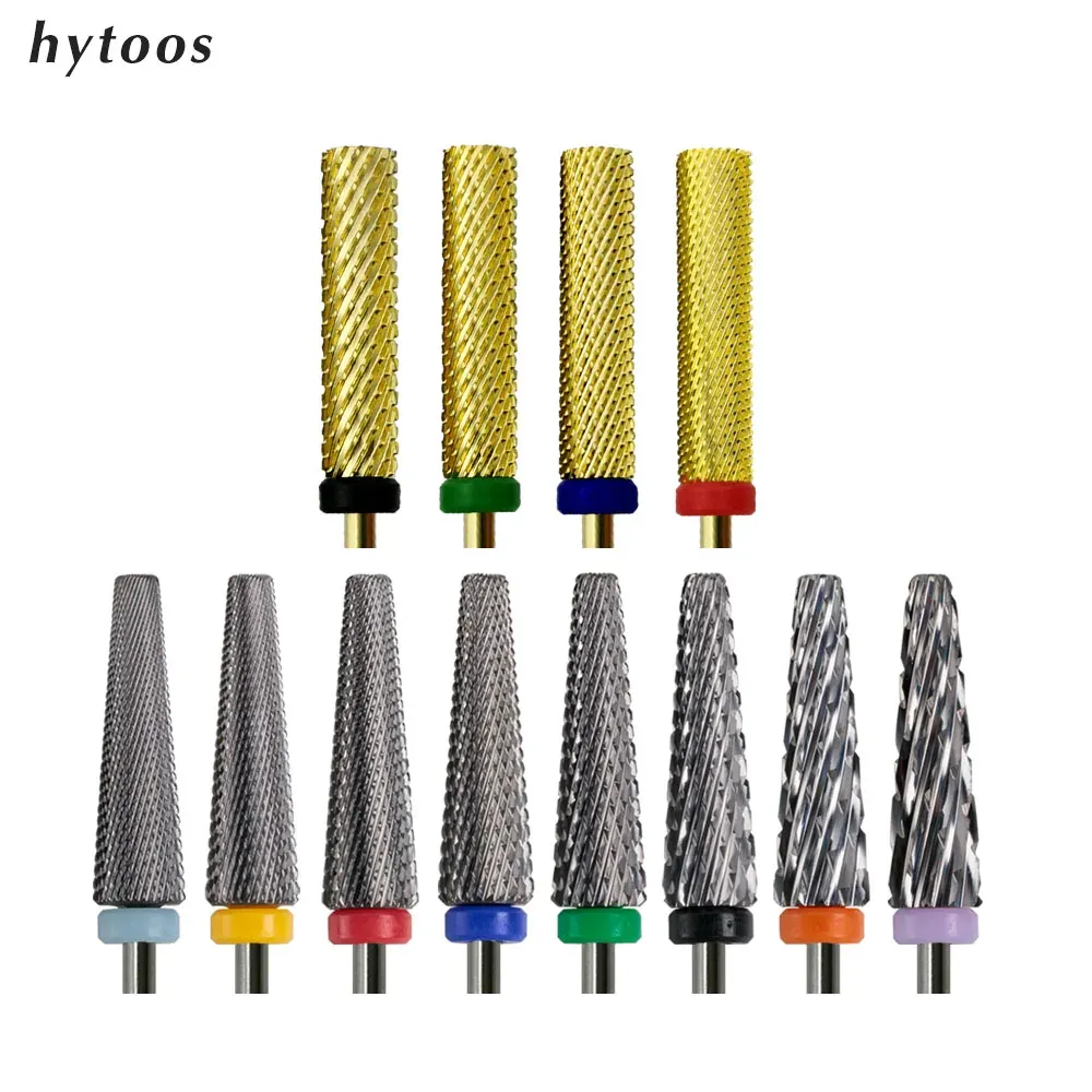 Bits Hytoos 24 mm Super Long Nail Drift Bits Twoway Facered 5 in 1 Manucure Bit Bit Barrel Electric Gringing Forets Accessoires