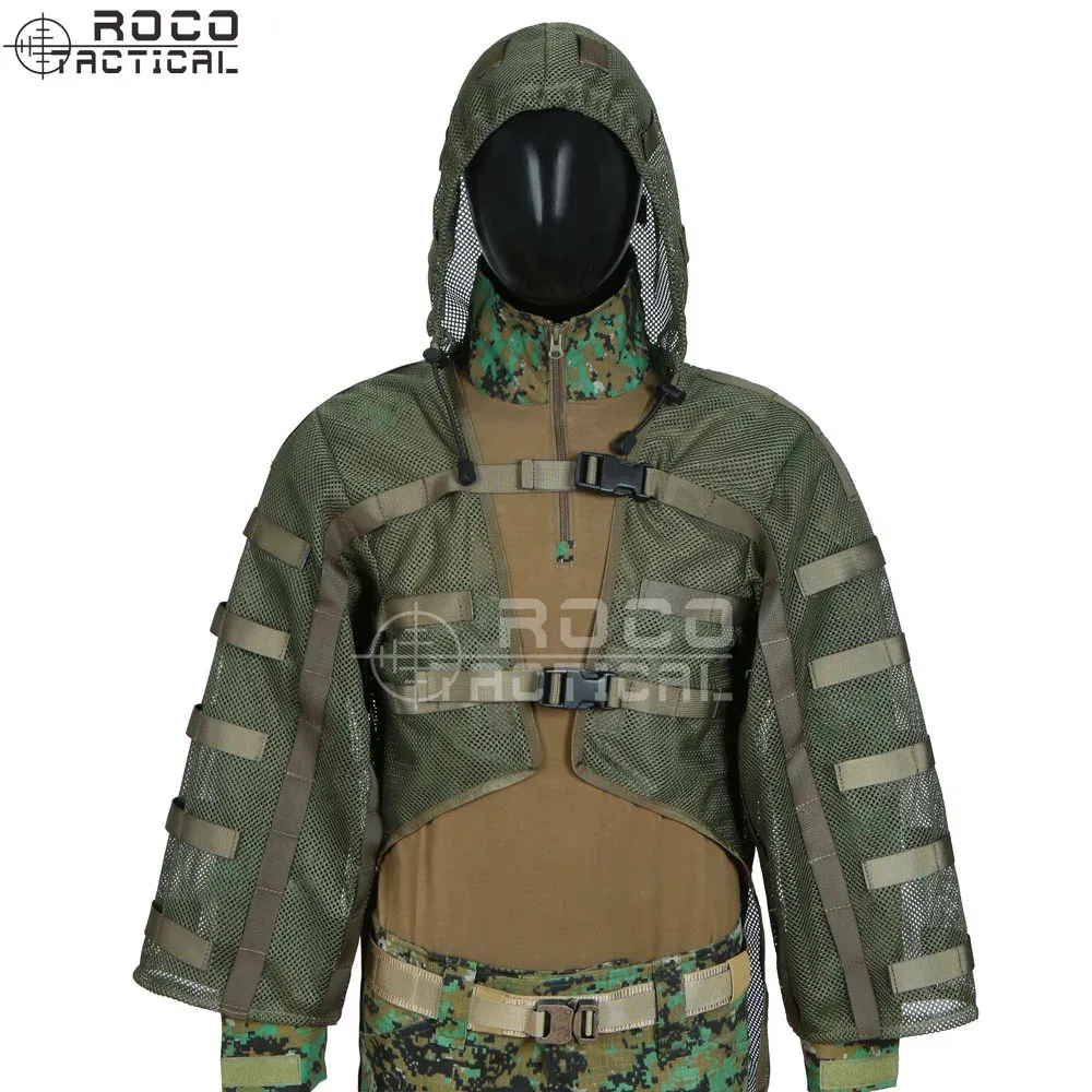 Lock Sniper Tog Ghillie Suit Fundação Hidratação Compatível Sniper Sniper Coats Viper Capuzes Exército Verde/Preto