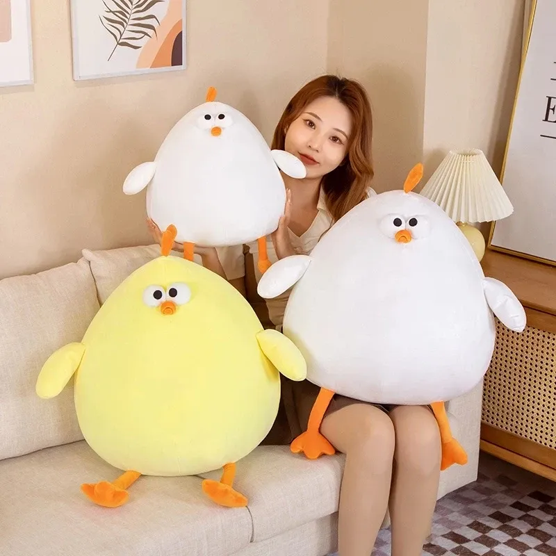 Kuddar nya söta anime fett kyckling plysch leksaker fyllda djur Seagull Chick Big Pillow Doll Baby Sleeging Plushie Gift till barn