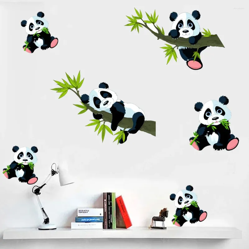 Adesivos de parede adesivos de bambu panda adesivo de desenho animado para decoração de estudo de sala de estar para bebê Presentes de Natal
