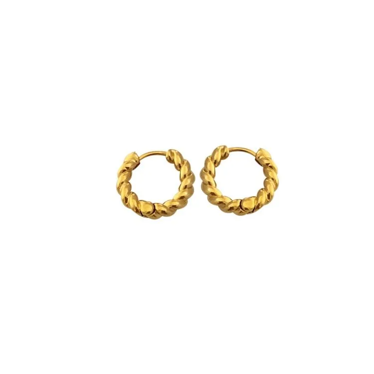Trendiga designer smycken vridit små runda bågar örhängen för kvinnor mode guld färg cirkel små huggie örhängen öron spänne