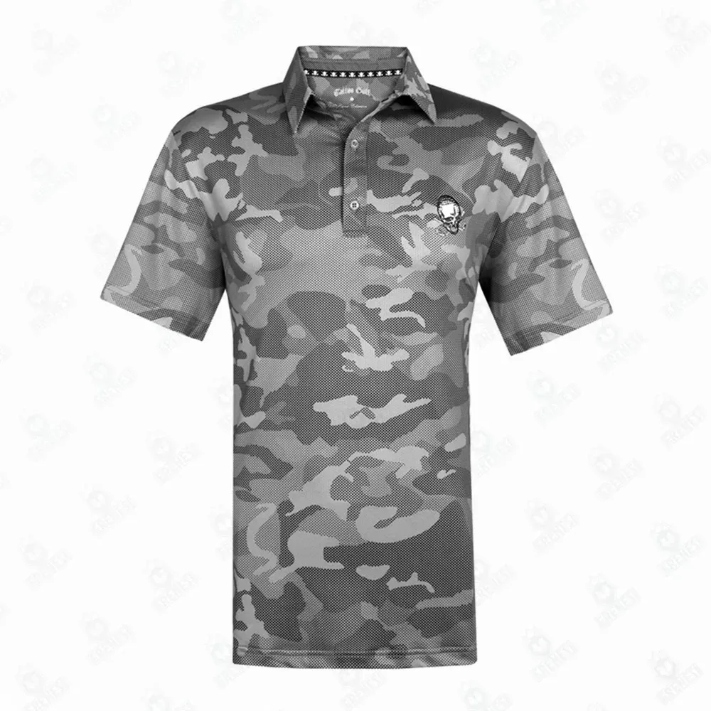 Polos Tattoo Camo Pro Cool Stretch Golf Shirt Purple Golf Fashion Top Polo Summer Soules Sports Table Thirt Contrasse