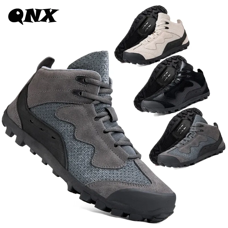 أحذية qnxtb188 عالي الجودة Mens Mtb أحذية Nonslip ركوب الدراجات Hightop يمكن ارتداؤها الجبال أحذية رياضية للدراجات للرجال للرجال