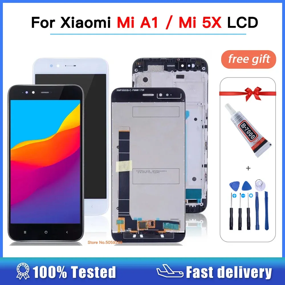 Écrans 5.5 "Affichage pour l'écran tactile LCD Xiaomi Mi A1 avec un cadre REMPLACE POUR LA XIAOMI MI 5X Affichage de l'écran tactile MIA1 MI 5X Numérisateur