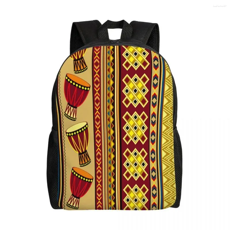 Backpack Unisisex ombro casual casual African Drum School Bag Laptop Rucksack