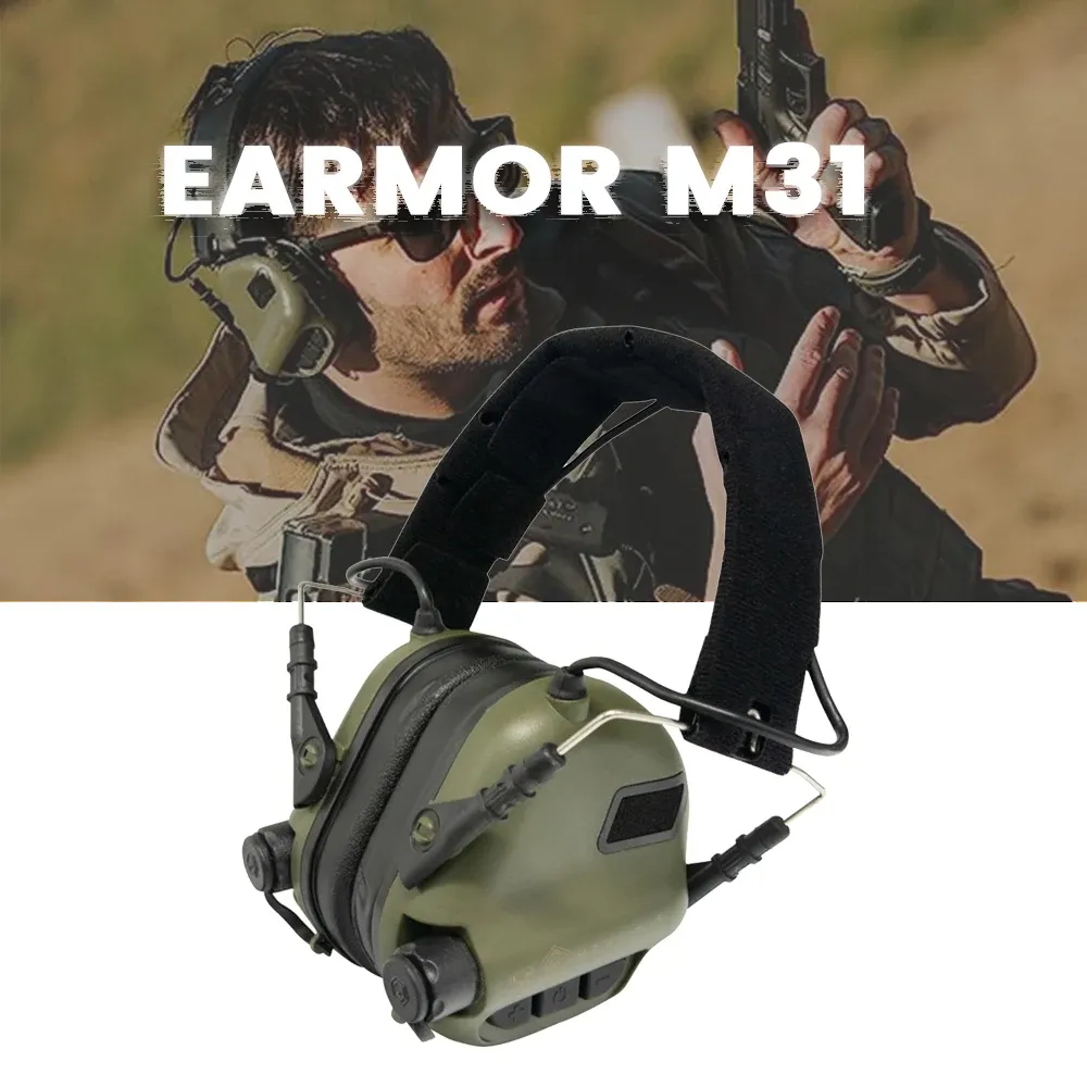 Protecteur Earmor M31 NRR22DB Tactical Headset Military Shooting Annulation Headphone Hearing Yard Protector Foliage Green