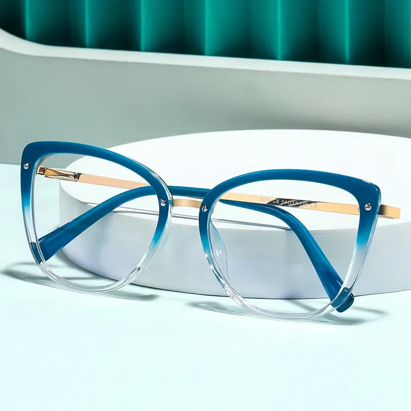 Lentions anti-bleu bloquant les verres carrés pour femmes cadre mode tr90 Radiation Protection Eyeglass transparent Eyewear 2076