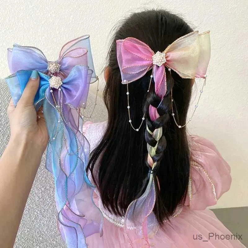Accessoires de cheveux Bows de cheveux pour filles pinces de cheveux enfants en épingle à cheveux coiffure coiffure Clips de perle tassel Barrets Summer Hair Accessoires Hairband