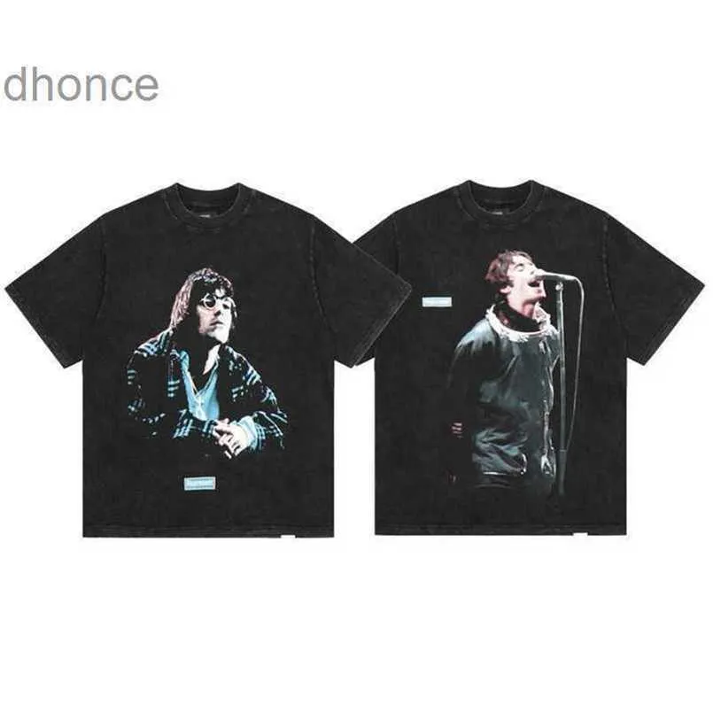 Designer maschile Trend di moda a manica corta Ativa band Liam Gallagher Oasis Washed T-shirt