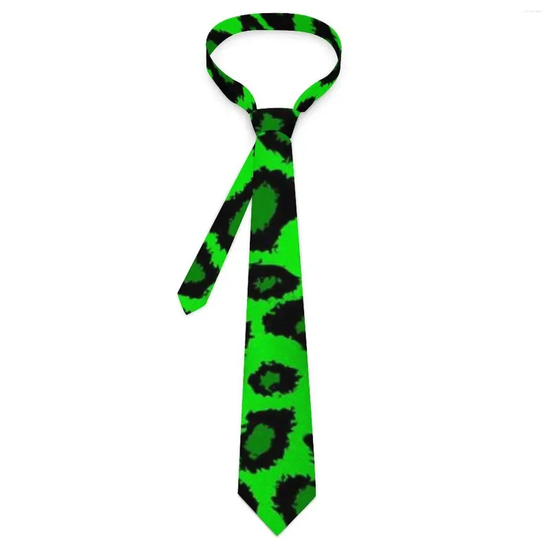 Bow Ties Leopard Animal Tie Lime Green and Black Vintage Cool Neck For Men Business Quality Collar Anpassade slipstillbehör