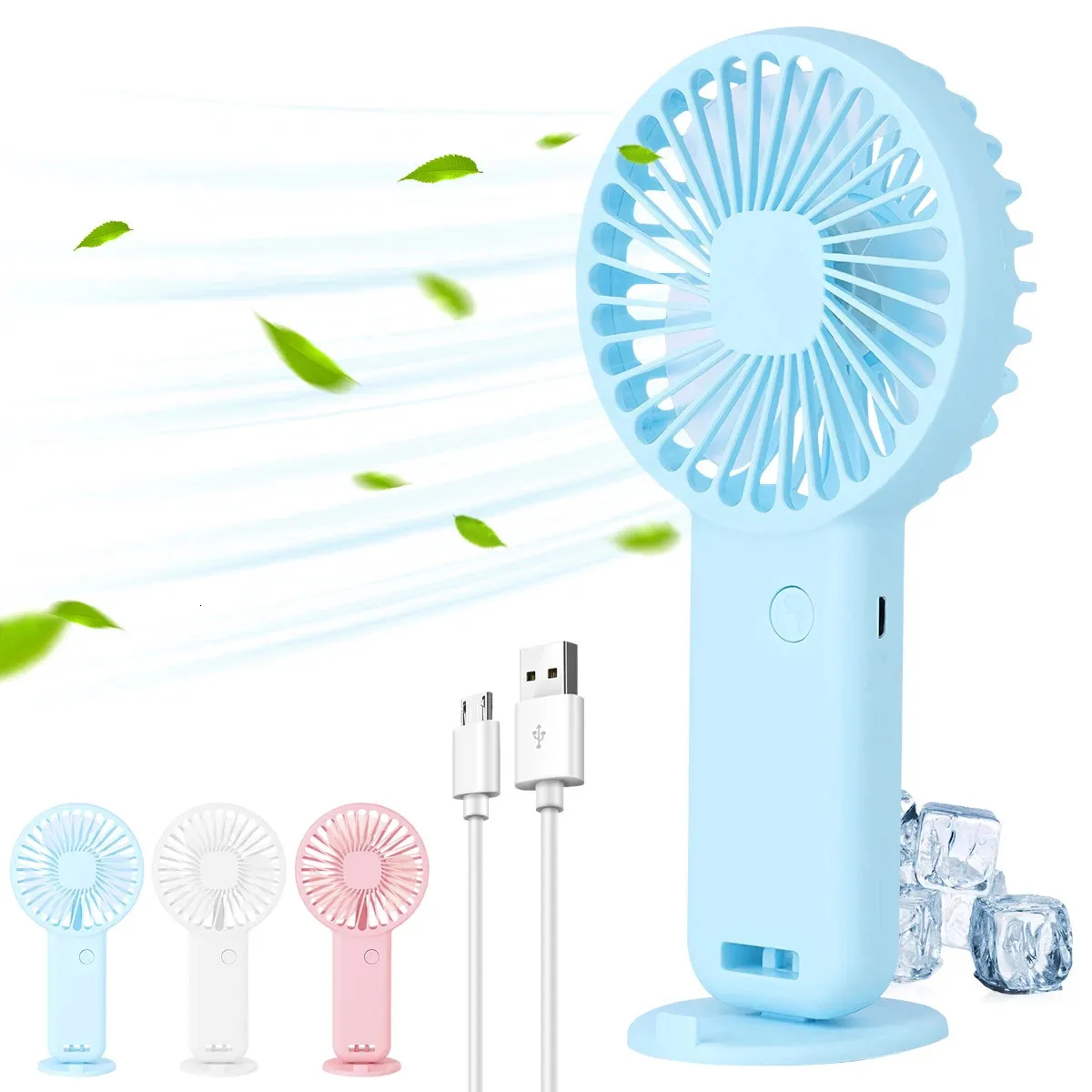 Mini fans portables 600mAh USB Fans rechargeables 3 Modes avec téléphone pour le maquillage de voyage Féniche pour les enfants pour enfants 240424