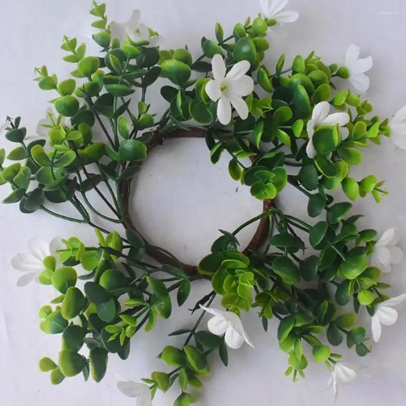 Candle Holders Handmade Wreath Ring Eucalyptus Set Artificial Greenery Garland For Home Wedding Party Table