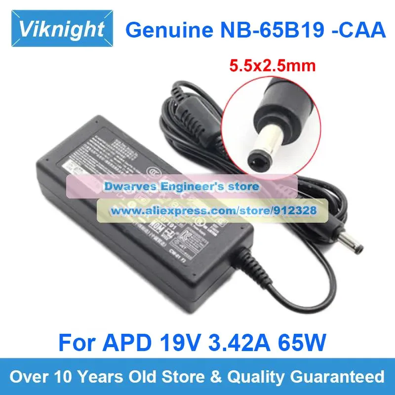 Adapter echt NB65B19 19V 3.42A 65W AC -adapterlader voor APD NB65B19 CAA ADP65HB BB 741020002 PA165066 voor Monza T100 T200