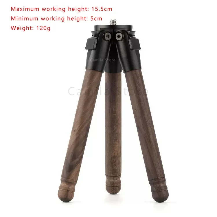 Tripods Photography Mini Wooden Tripod Aluminy Aluminium Stand Stand Stand Therpod مع 1/4 بوصة المسمار لـ DSLR ILDC Camera Camcorder Projector