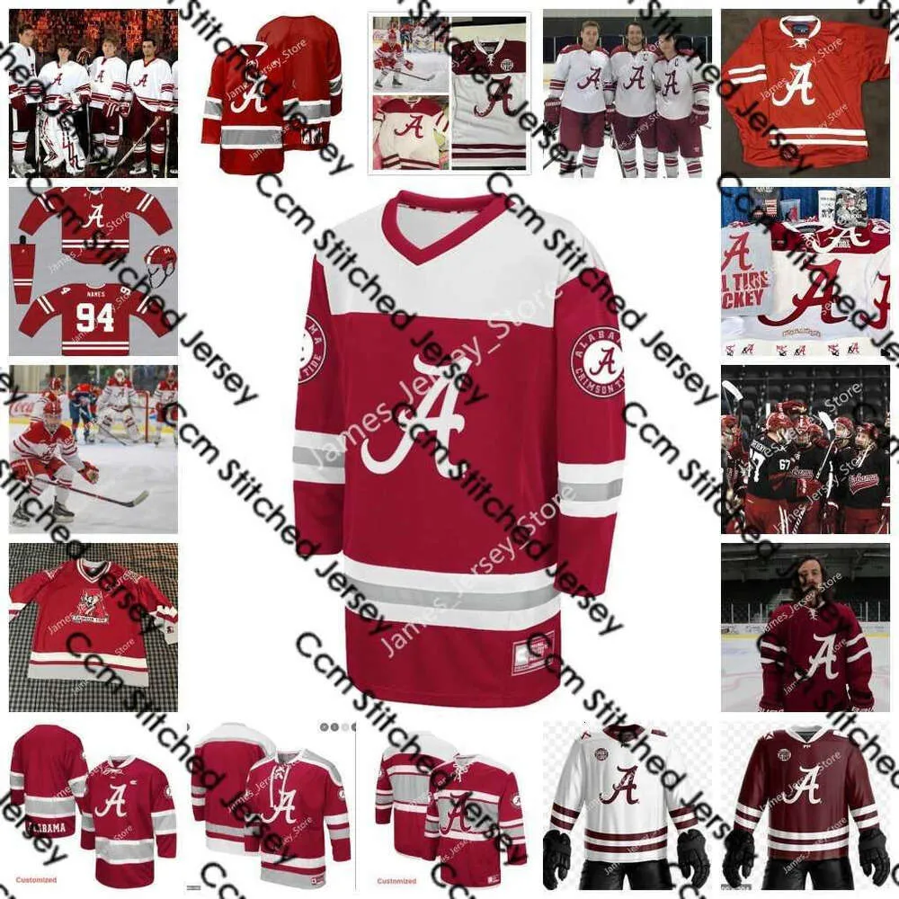 KOB 2022 NCAA ALABAMA CRIMSON TIDE TIDED HOCKEY JERSEY 11 ERICK REINIGER 12 Nick Reiniger 19 Brian Seybold 14 Greg Simmons 81 Tyler Trom