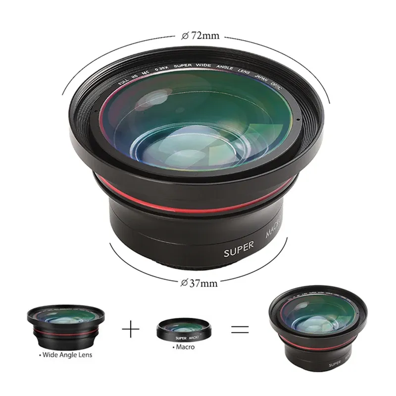 Ordro 4Kビデオカメラカムコーダー37mm 0.39x YouTube Vlog Photography Accessory用のマイクロレンズを備えたフィルター広角レンズ