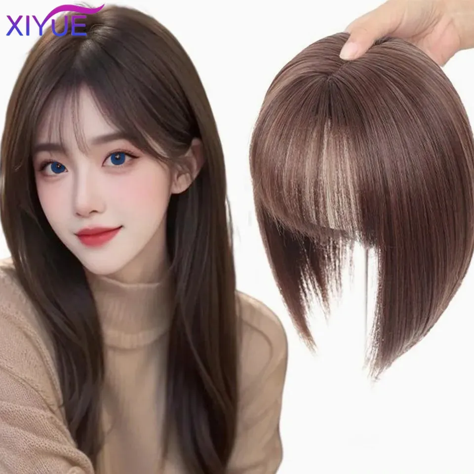 Xiyue peruk bit för kvinnor hår patch för kvinnor 3d franska stil lugg naturligt fluffigt ljus och sömlöst block 240423 240423