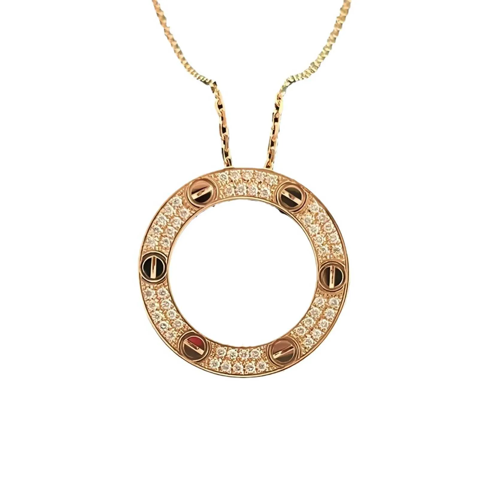 Projektant Trend Carter Gold Splated 18 -krotnie różowe złoto okrągłe ciasto Naszyjnik Klasyczny trzy diamenty Full Collarbone łańcuch Modny MU26