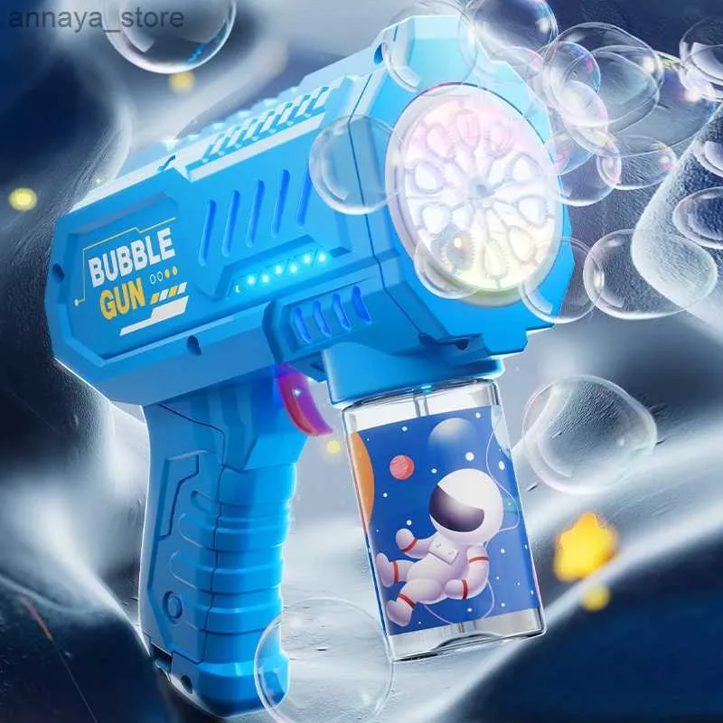 Gun Toys 2024 Spaceelectric Bubble Gun Kids Toy Bubbles Machine Automatisk tvålblåsare med lätt sommar utomhus festspel barn gåva2404