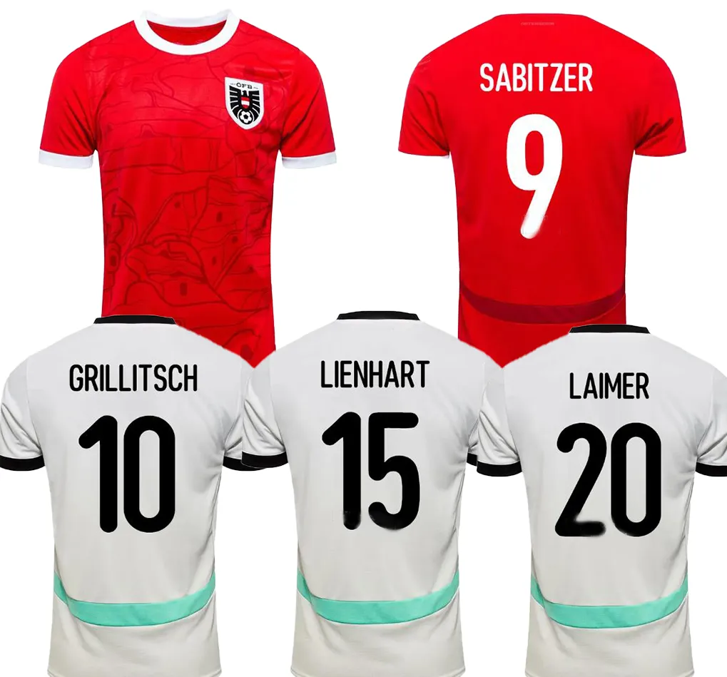 24-25 Austria Home Soccer Jerseys Dhgate Capacitados Kingcaps personalizados 3 Danso 6 Seiwald 8 Alaba 9 Sabitzer 10 Grillitsch 15 Lienhart 19 Baumgartner 20 Laimer Dhgate Descuento