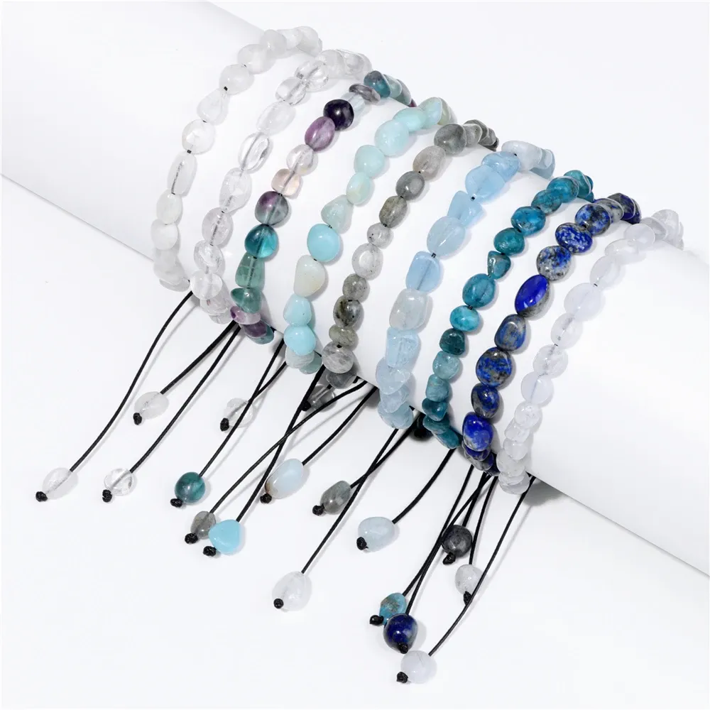 Strands Natural Reiki Stone Braided Bracelets For Women Men Irregular Quartzs Crystal Bracelet Adjustable Lapis Lazuli Amethysts Jewelry