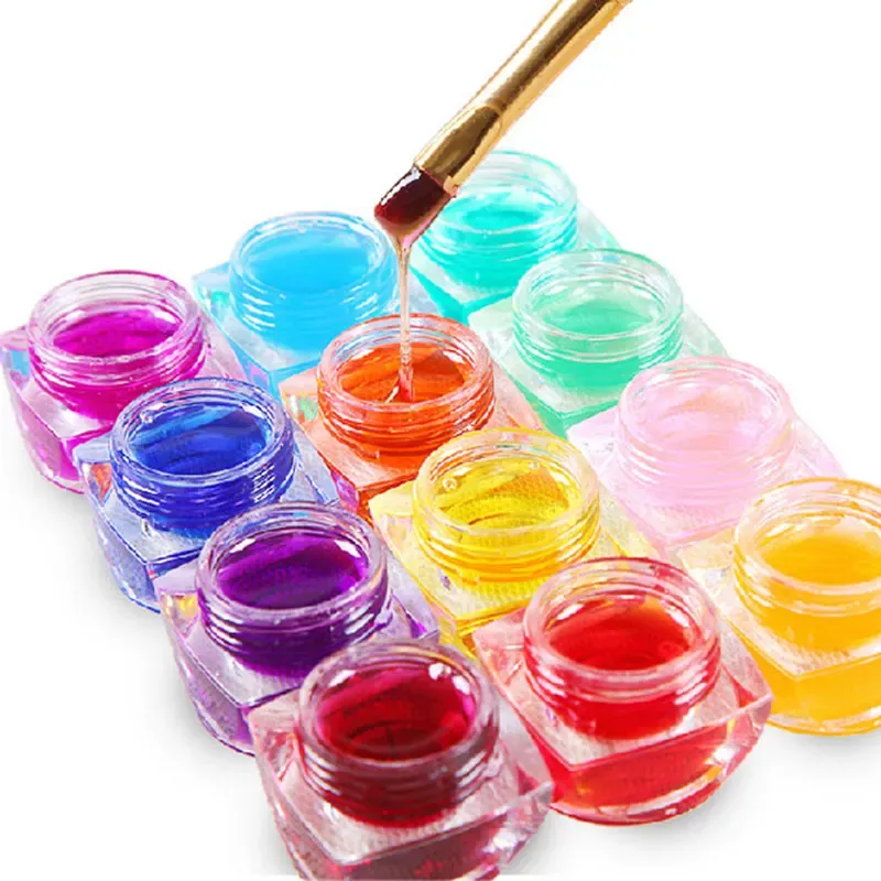 Gel 12 couleurs Glaze UV Gel Verre Gel Polon à ongles Nail Art Art Design Diy Manucure Sequins Gel Extension des ongles