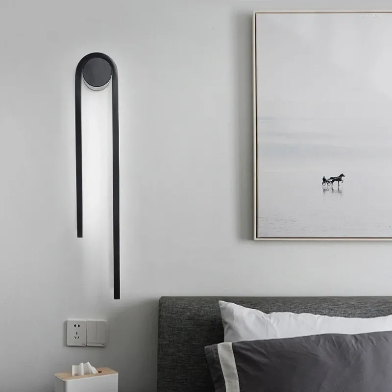 벽 램프 거실 조명 간단한 현대식 알루미늄 스트립 고급 침실 침대 옆