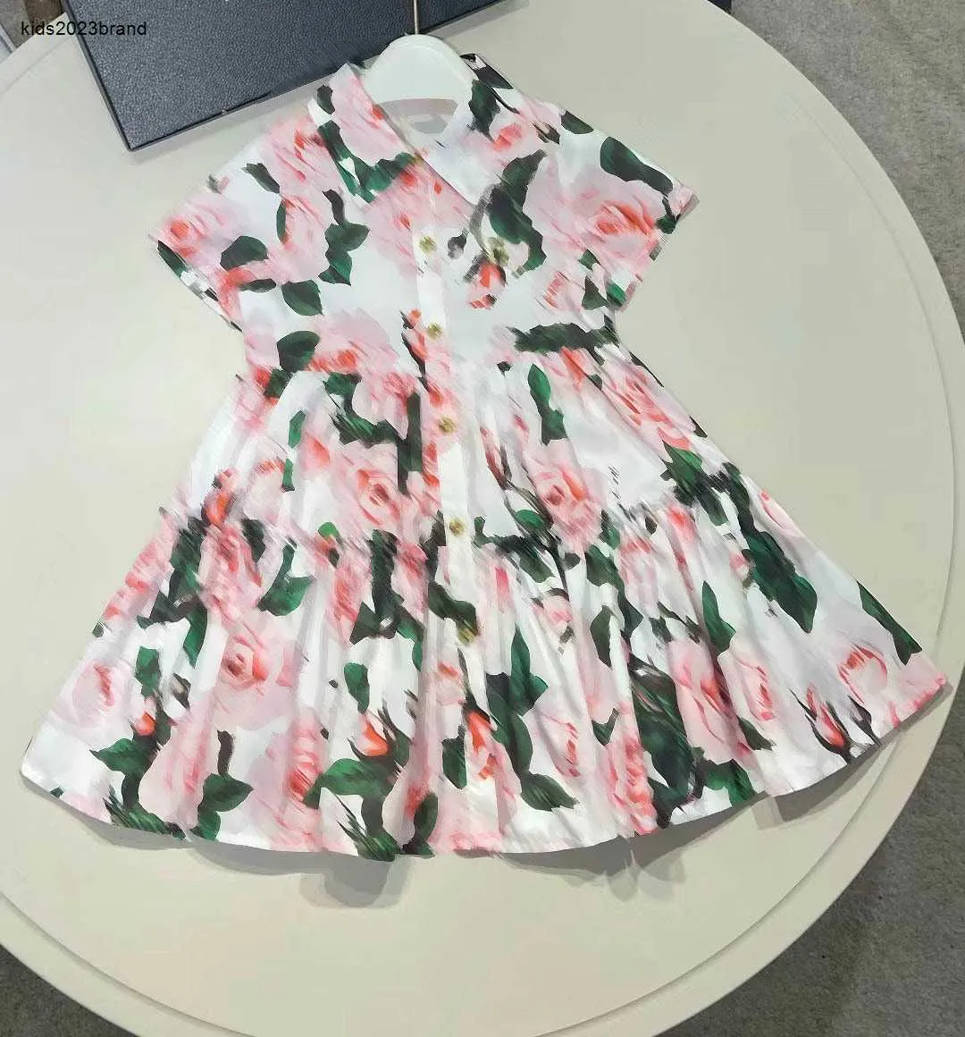 NOVO GRADIO DE BABIA GRADIIO DE PRIMAGEM FLORAL Princess Dress Tamanho 110-160 cm Crianças de grife