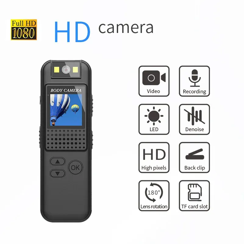 Caméras 1080p hd sport caméra mini arrière clip de réunion