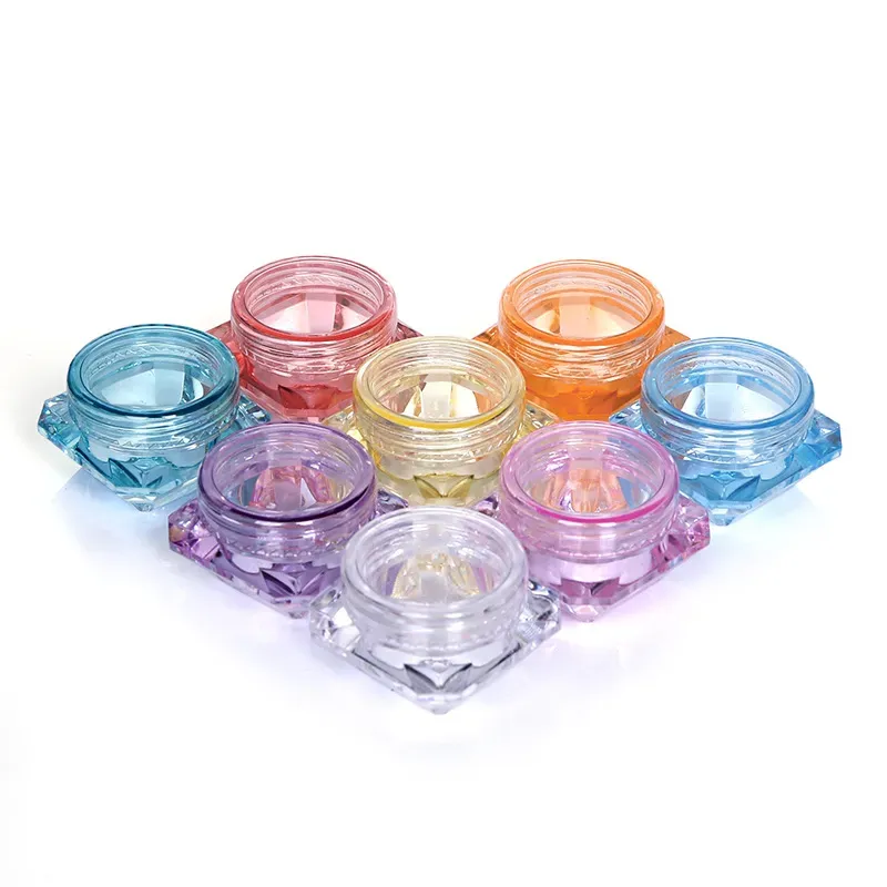 Plastic wax container round and square diamond shape 3g 5g make up containers box colorful makeup case can dab dabber jars 3 gram 5 gram