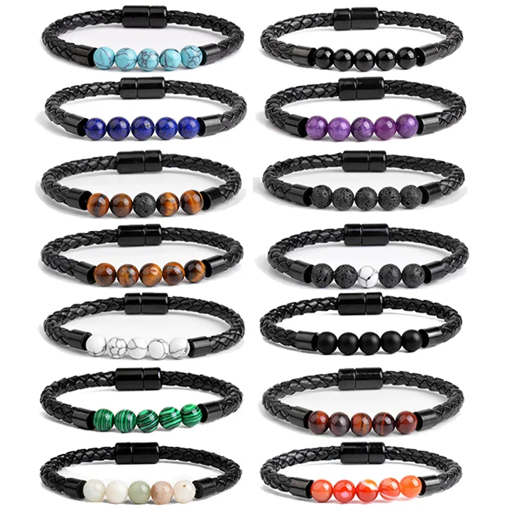 Brins kirykle perles masculines bracelets en cuir bracelets en cuir tressé Bracelet de corde de perle pour garçons