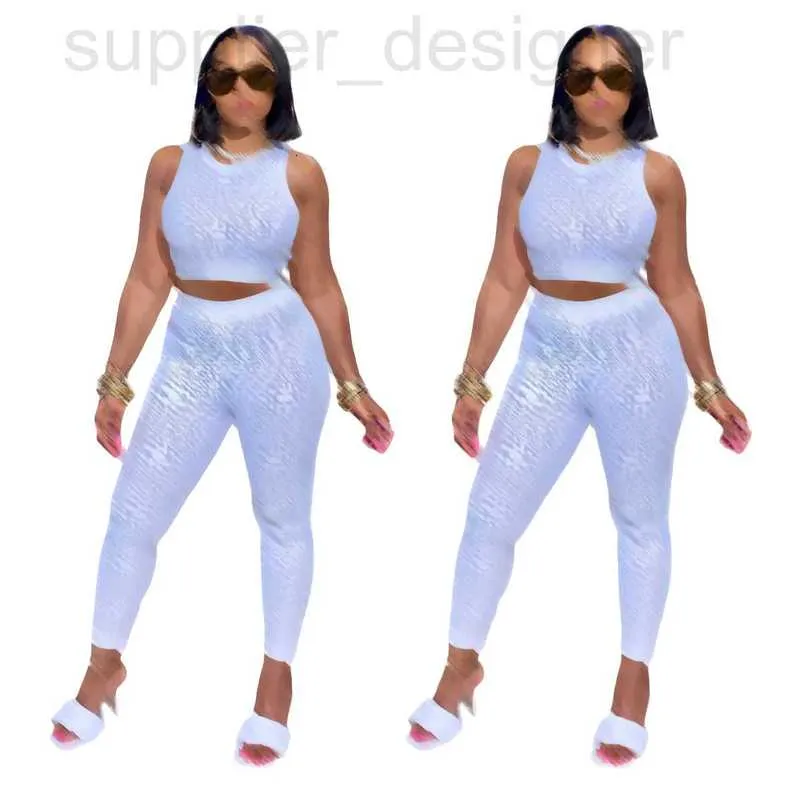 Women's Two Piece Pants designer J2868 Summer Fashion Sports Tank Top+Long Casual Set ZQK3