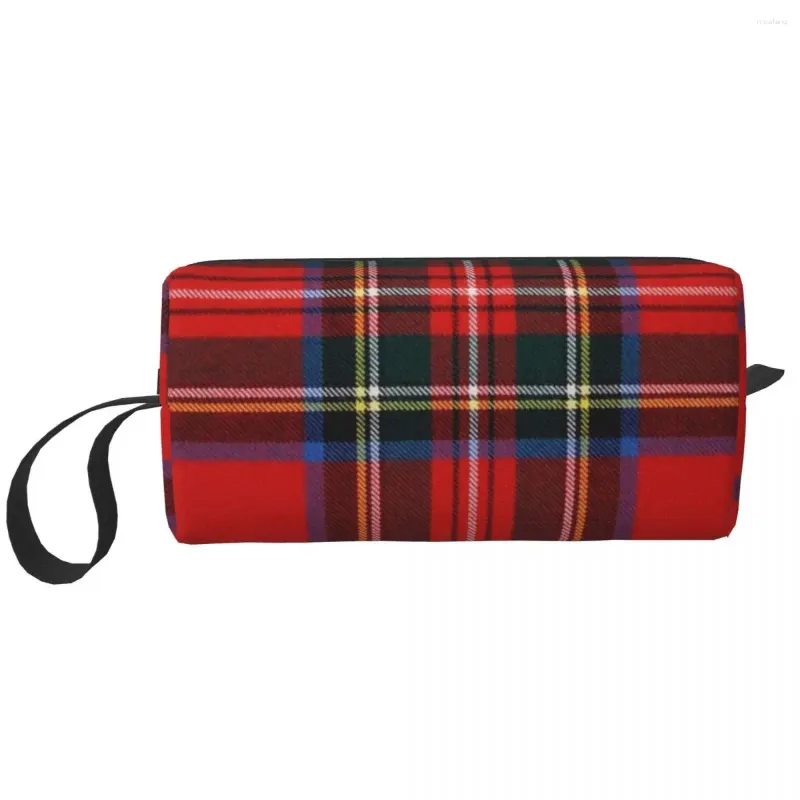 Bolsas de armazenamento viajam real de tartan saco de bestas de tartana real kawaii textura xadrez organizadora de maquiagem cosmética Women Beauty Dopp Kit Box Box