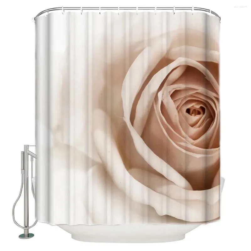 シャワーカーテン3D白いバラの花のカーテンフラビック防水ポリエステルの家の装飾バスルーム付き
