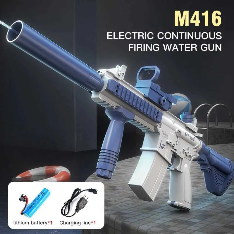 Gun Toys M416 Water Gun Electric Pistol Shoot Toy Fult Automatic Summer Shoot Beach Beach Fun Fun Toy для детей для девочек для девочек Giftl24424