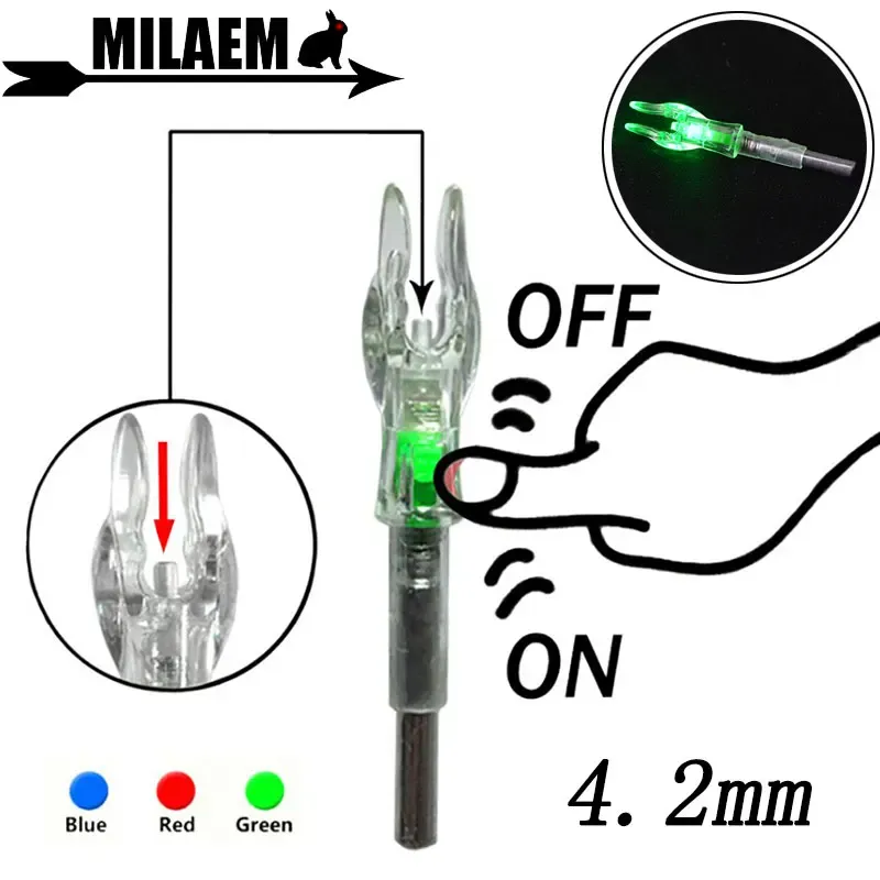 Dart 3/6st bågskytte LED upplyst pil Nock Automatisk pil Cam Fit ID 4.2mm Arrow Shafk End Outdoor Sports Shooting Accessories