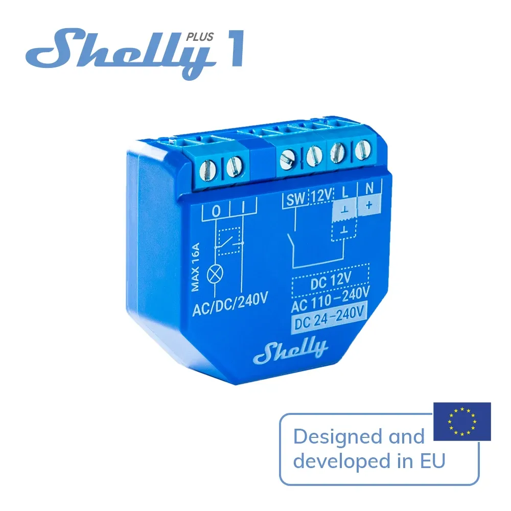 Control Shelly Plus 1 Smart Home Switch WiFi Bluetooth Operated Relay Switch Low Voltage Support Over Temperature Protection Control