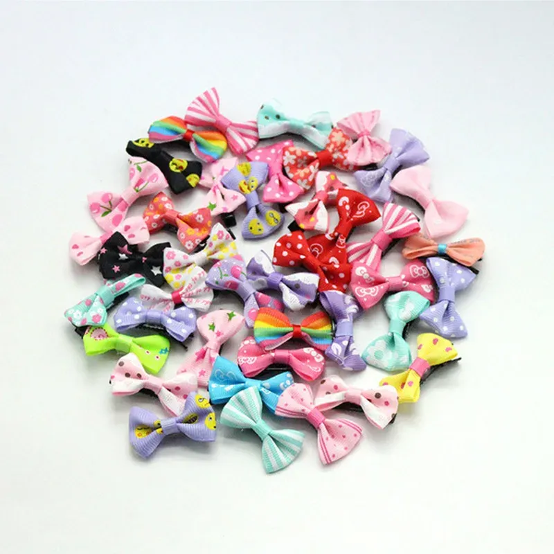 Accessories 100pcs/ Lot Hair Accessories Small hair clips for girls Mini 3cm Bow Sweet Printing Baby Girl Kids Hairpins Children Barrette