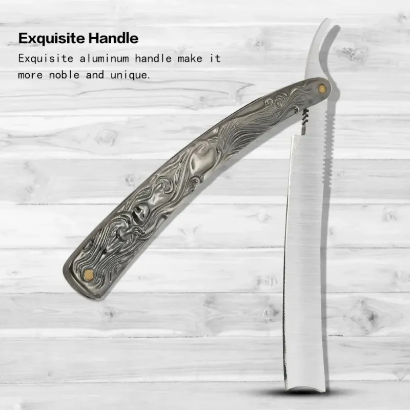 Removable Barber Razor 2024 Pro Barbers' Tan Wood Handle Safety Razor with Replaceable Blades ...