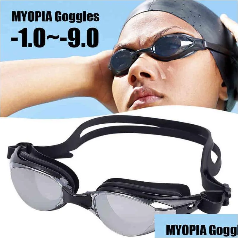 Brilmyopia zwemmen -1.0-9.0 Waterdichte anti -mist zwemglazen brillen brillen uni verstelbare sile goggle y220428 drop levering sporten buiten dheaf