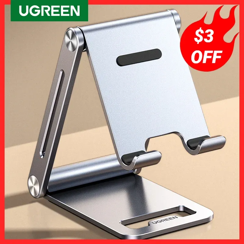 Stands UGreen Téléphone support stand en aluminium portable de téléphone portable tablette support support téléphone mobile pour iPhone 15 14 13 Pro Max Xiaomi Samsung