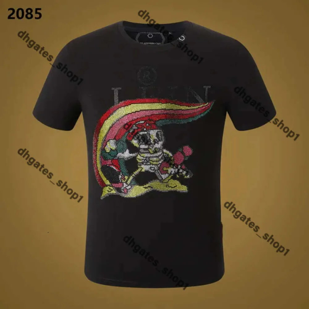 Plein urso camiseta masculina designer tshirts Round Round Rhinestone Skull Men camise