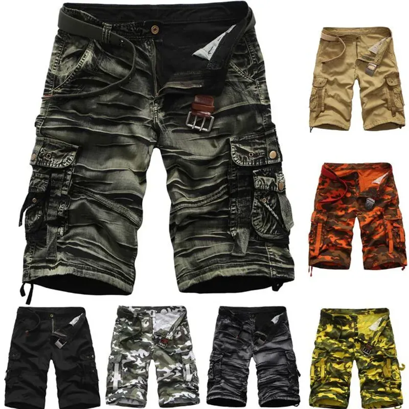 Pantalon 2016 New Mens Summer Army Cargo 3/4 Trois quarts Pants Coton Multi Pockets Tactical Camo Camo Men Men de décontrat