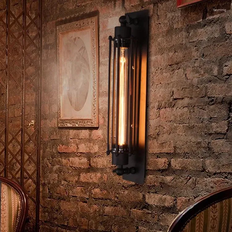 Wall Lamp Loft Retro Edison Flute Iron American Country Restaurant Corridor Aisle Indoor