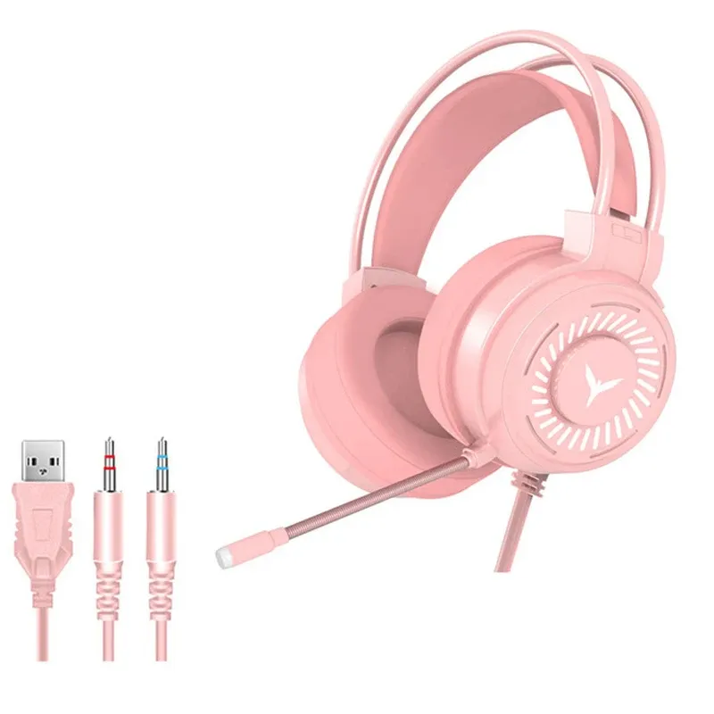 Auricolari auricolare surrouchido suono urbanno auricolare auricolare microfono USB auricolare per laptop per laptop per PC chiaro colorato.