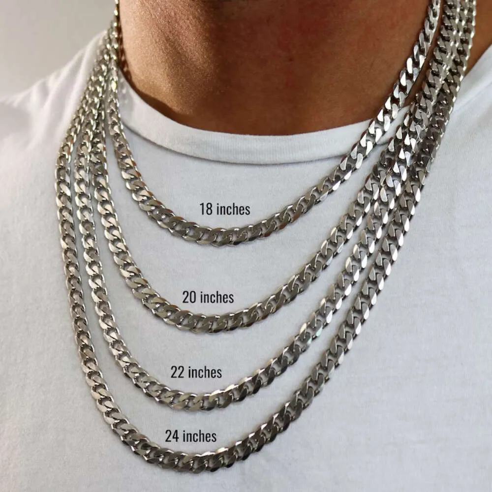 Sterling Silver Cuban Link Chain Necklace for Men 3 6mm Flat Curb Chain 925 Sterling Silver Hip Hop Chain for Men